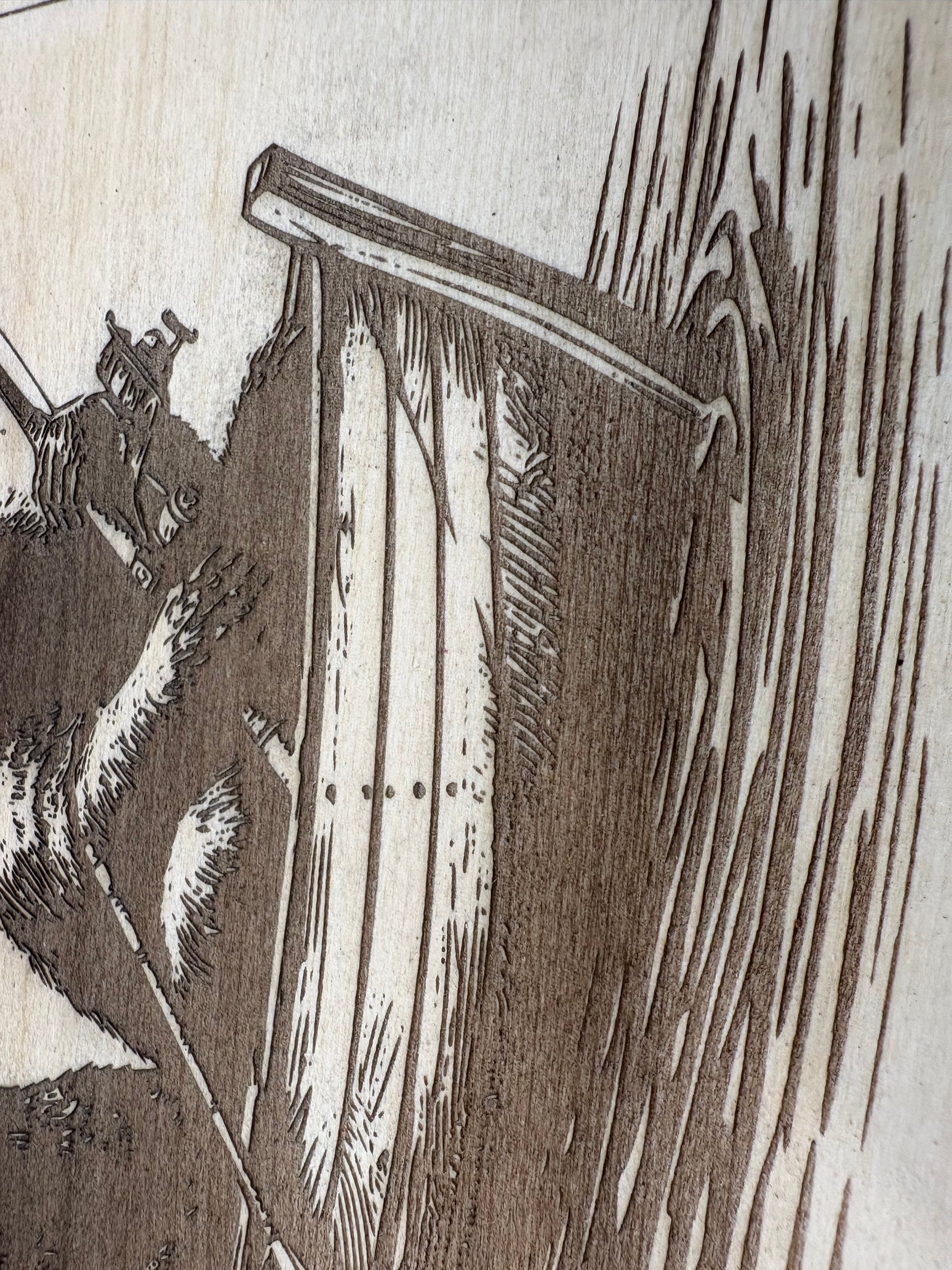 Live Edge Bear & Moose Fishing in a Boat | Laser Engraved Cabin Wall Art | 11" x 13" | $35