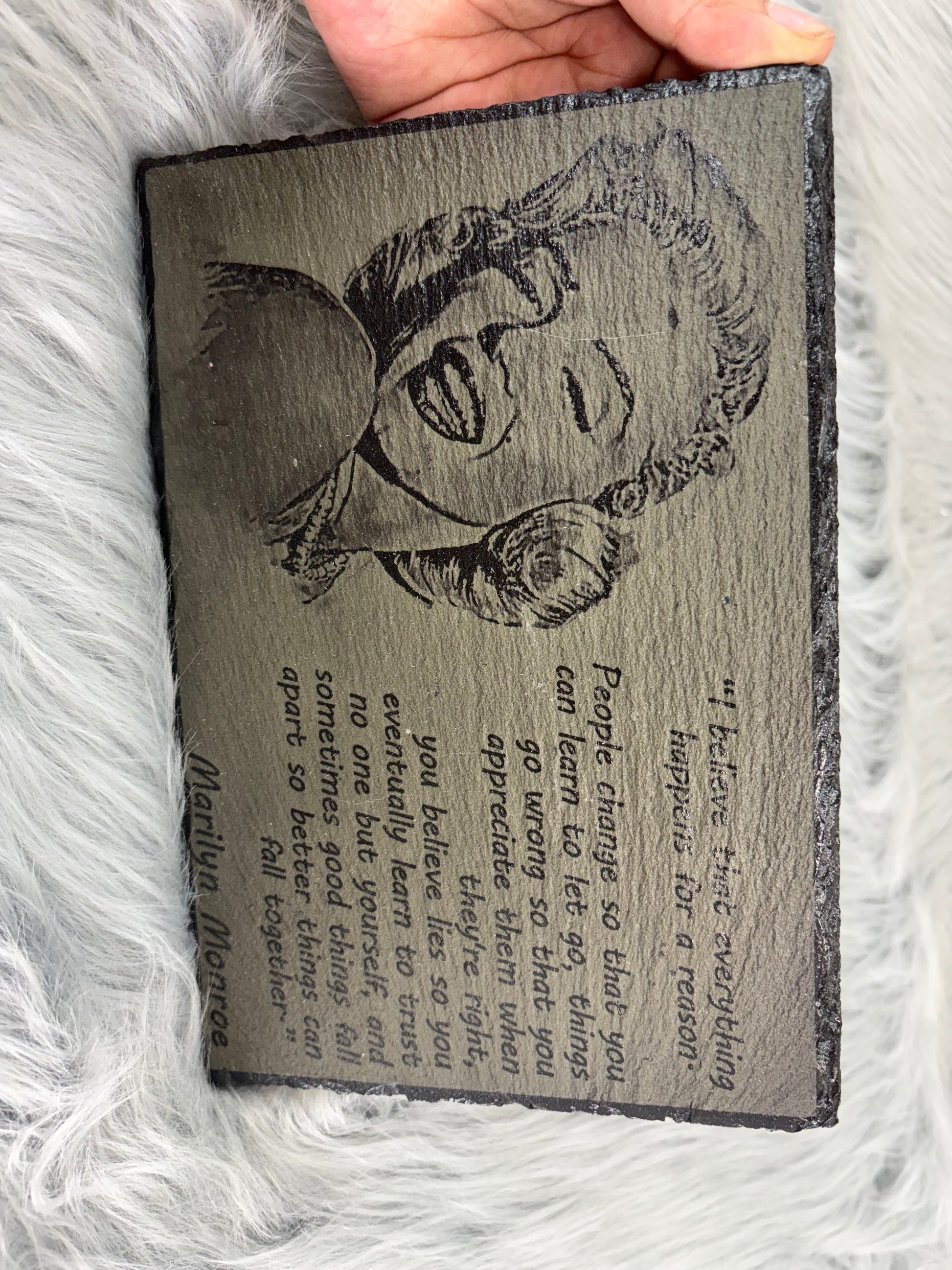 Marilyn Monroe Laser Engraved Slate Sign with Inspirational Quote – 8.5x6” Vintage Celebrity Decor for Home or Gift