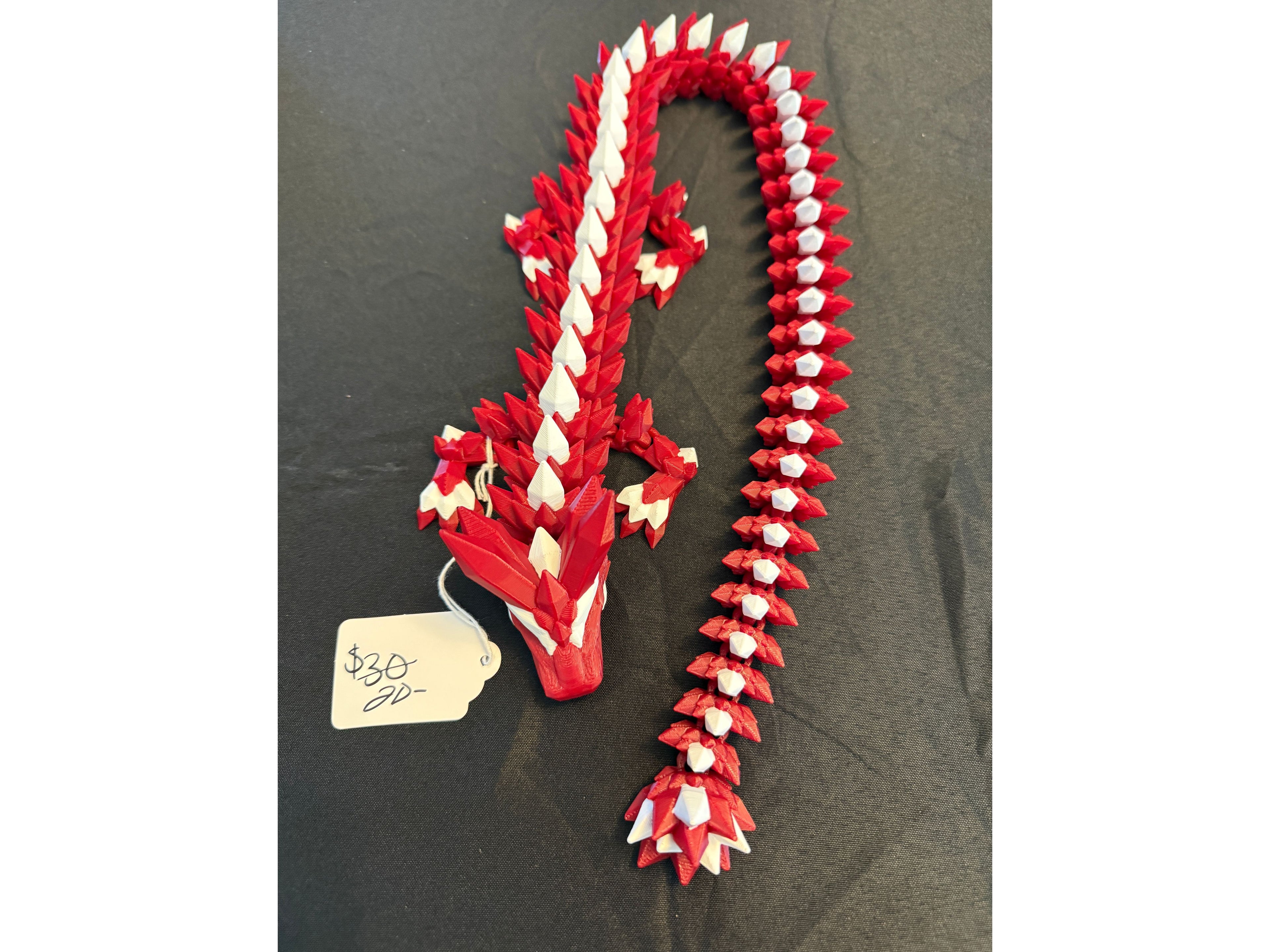 Red and white 3D crystal dragon