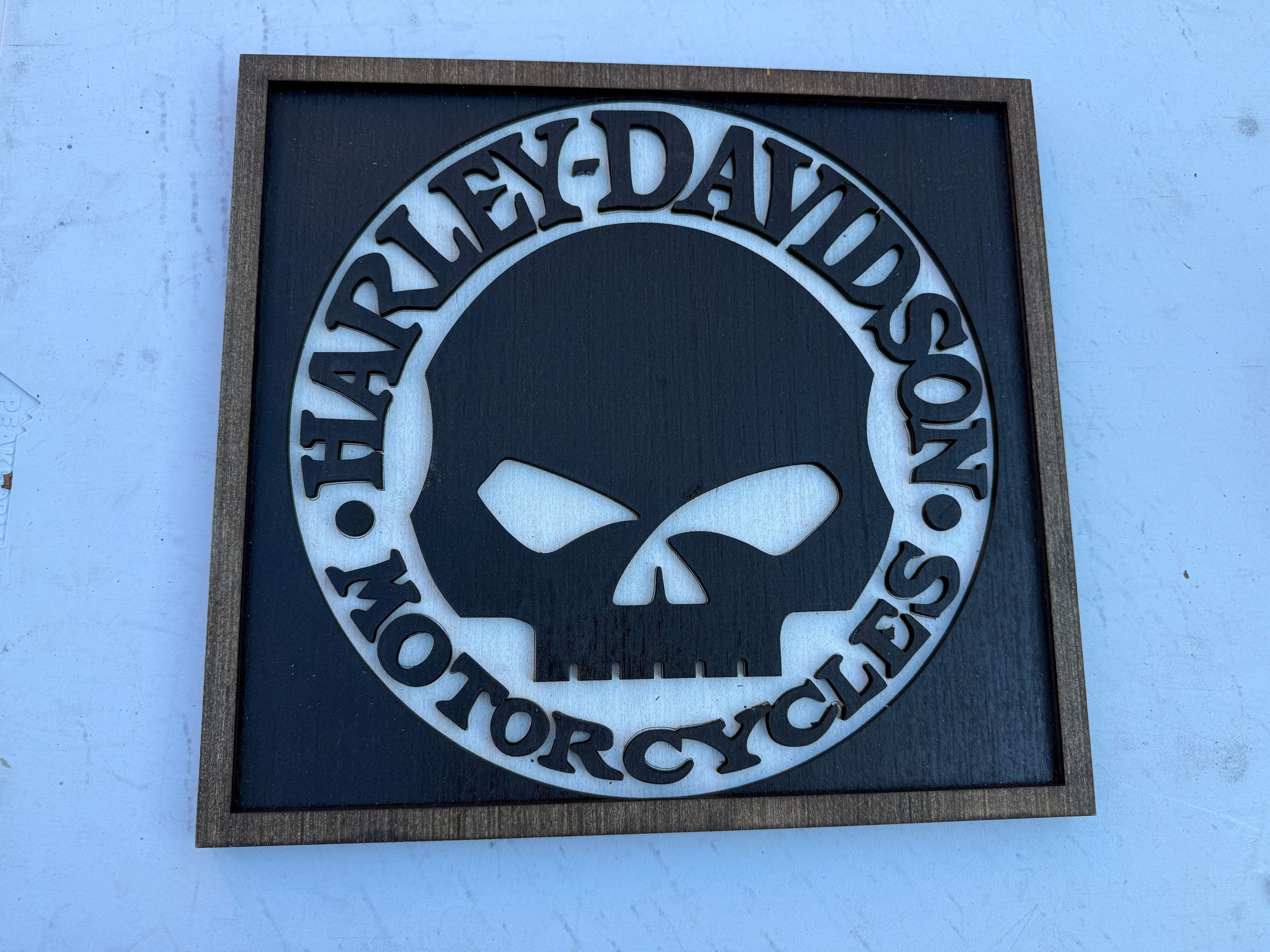 Harley-Davidson Skull Logo Wall Sign – Laser Engraved Biker Décor