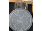 USAF Veteran Whiskey Gift Set | 2 Glasses, 2 Coasters, 8 Whiskey Stones and Velvet Bag
