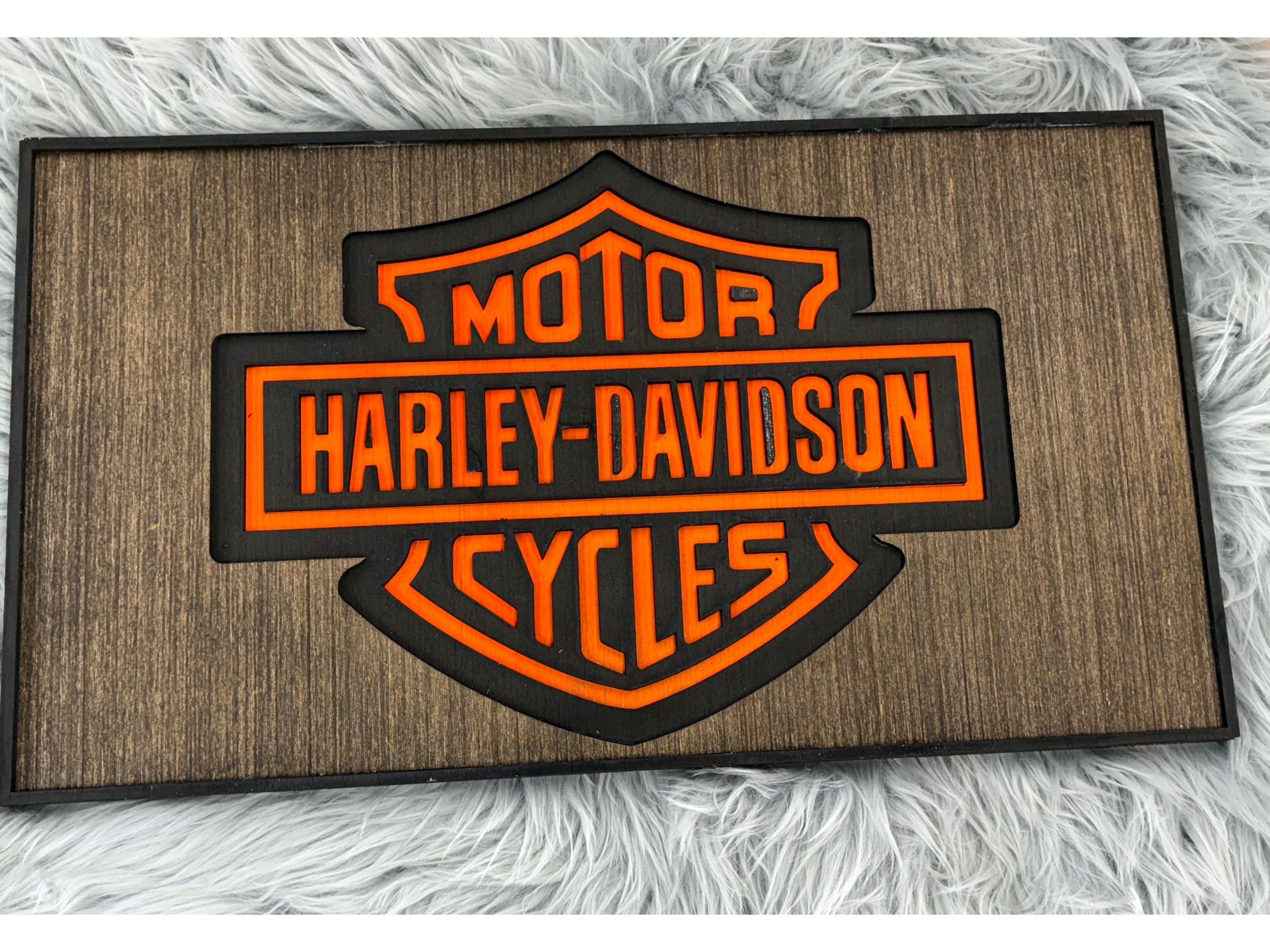 Harley cycles laser engraved sign