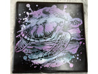 Laser Engraved Sea Turtle on 10x10 Spray Painted Tile | Purple, Blue &amp; Black Ocean-Inspired Art | Beach Decor