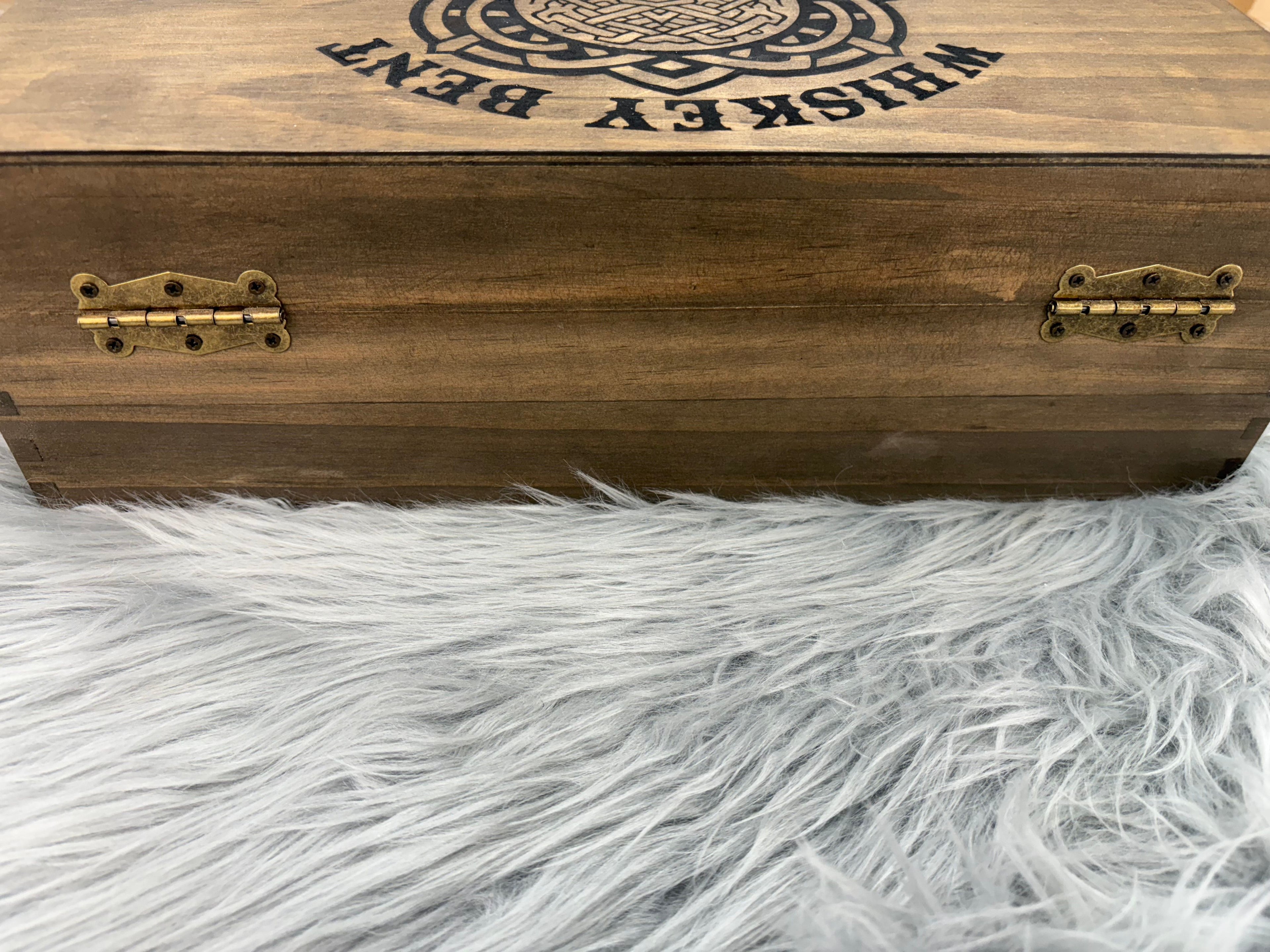 Whiskey Bent Decanter Set | Laser Engraved Wooden Gift Box with 4 Glasses & Decanter – $120