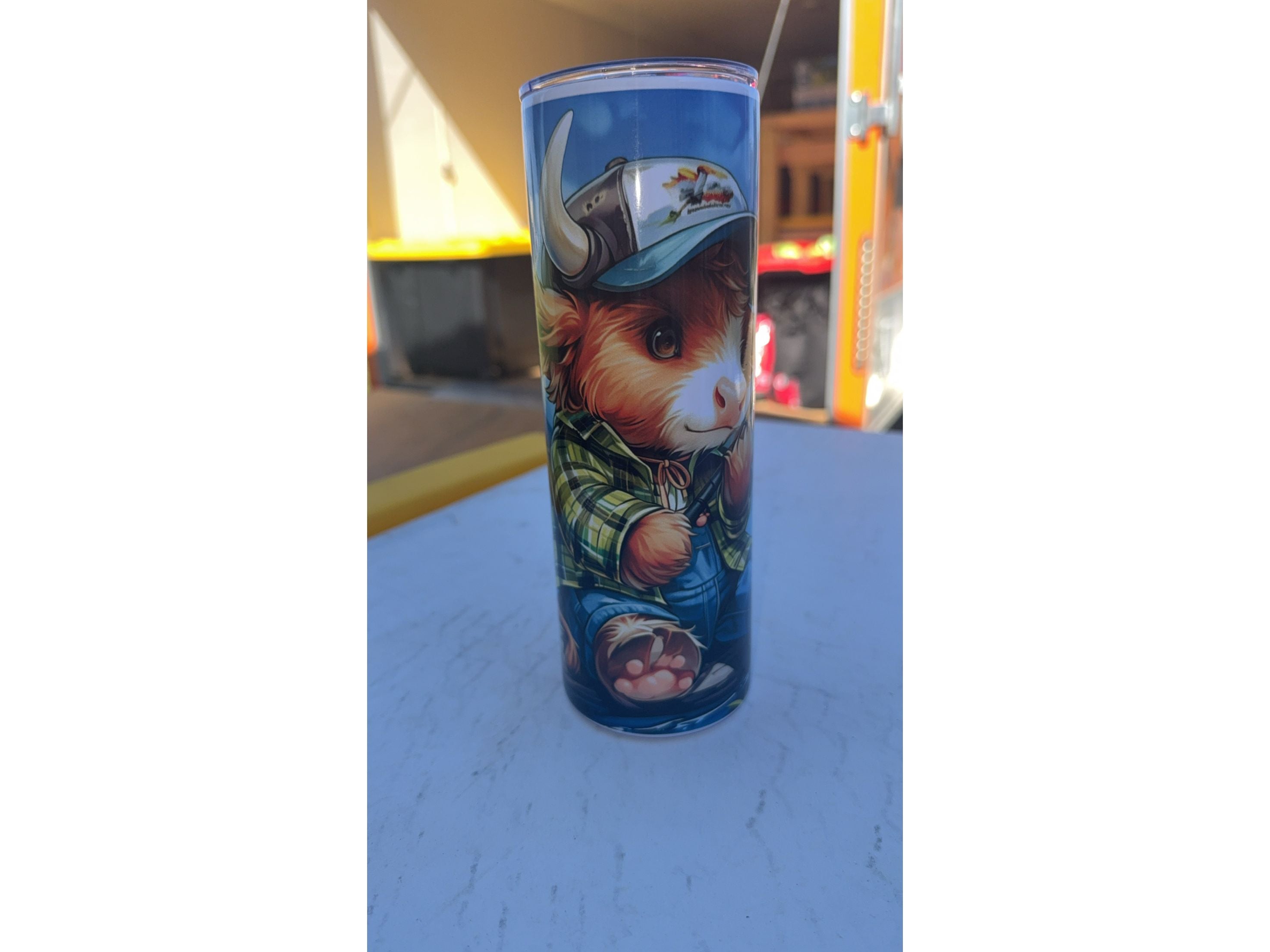 Highland cow fishing tumbler