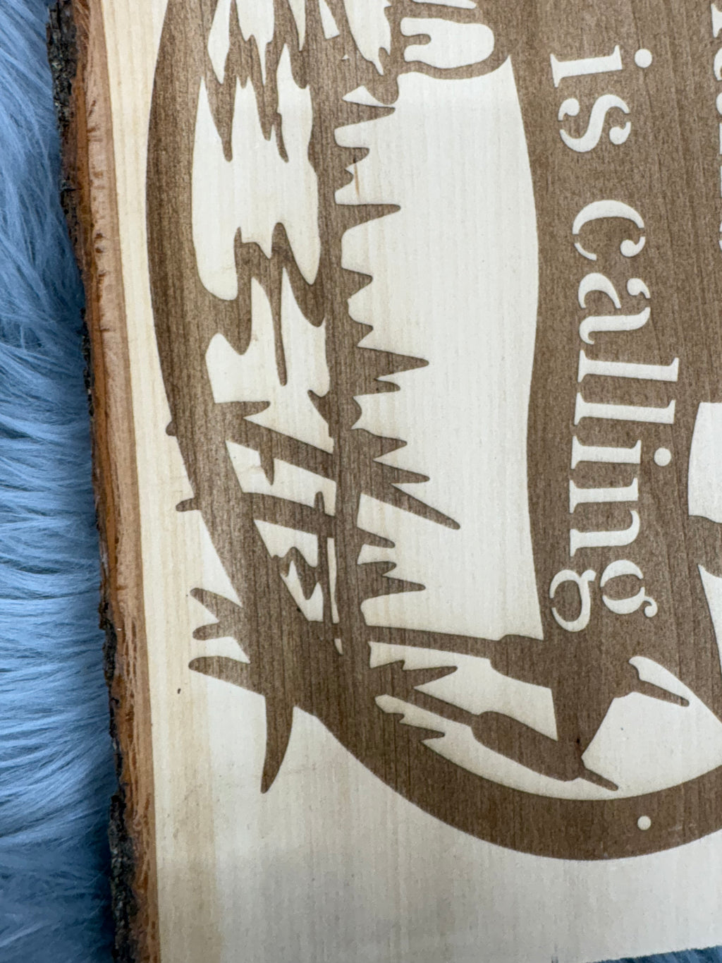 Live Edge “The Lake Is Calling” Laser Engraved Wood Sign | Rustic Lake House Decor | 9.5" x 13" | $35