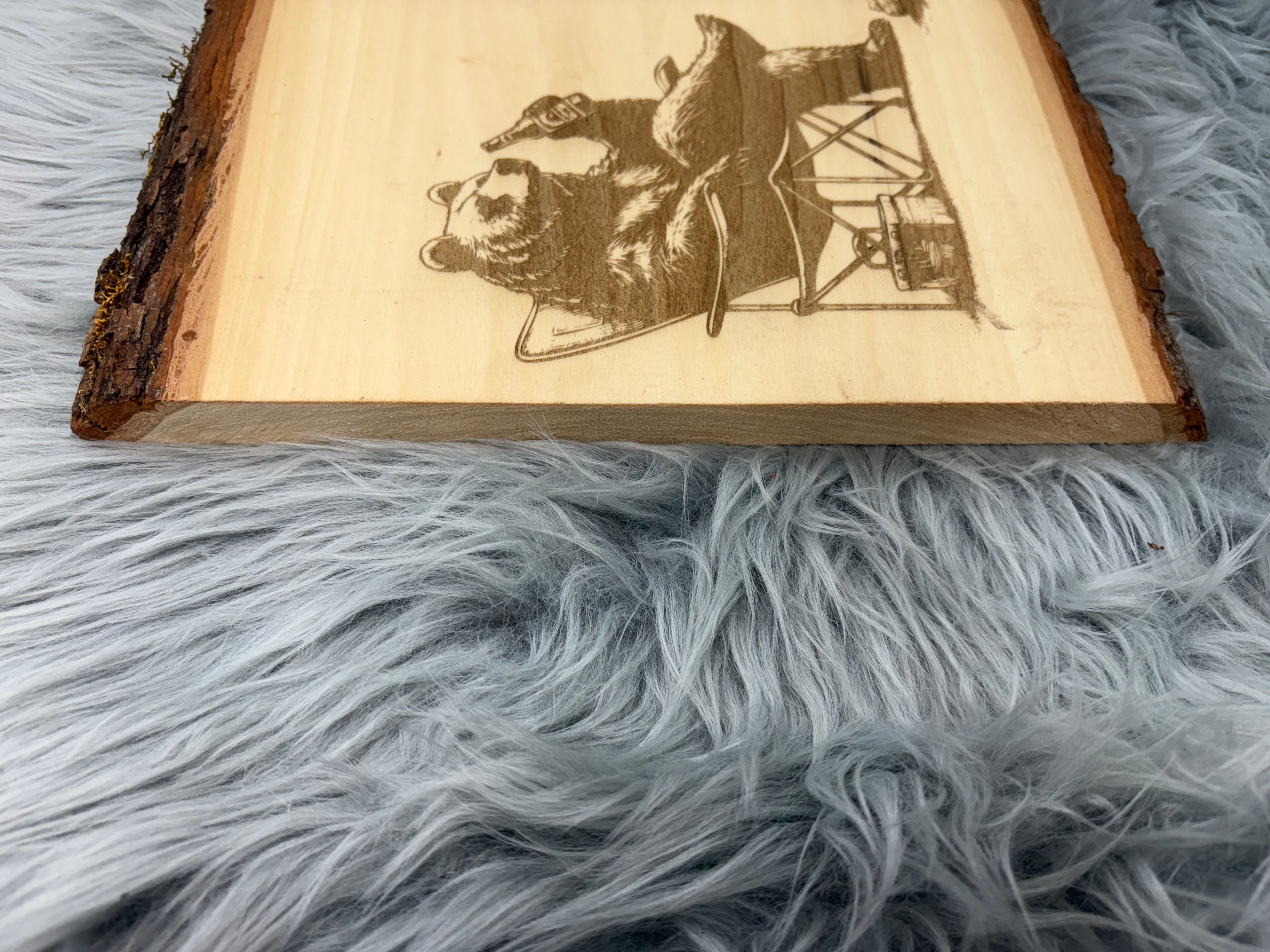 Live Edge Bear & Moose Drinking Laser Engraved Wood Sign | Rustic Cabin Bar Decor | 11" x 16" | $35
