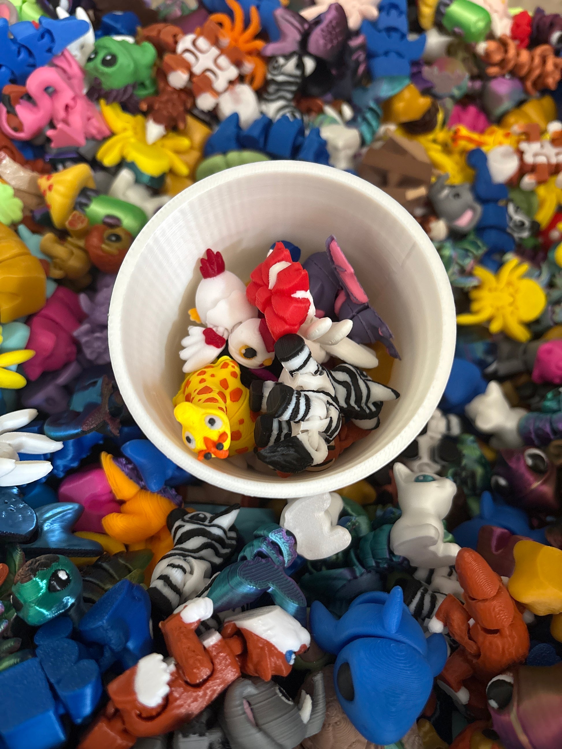 Mini Mystery Bucket of 3D Printed Animals – Surprise Toy Set for Kids & Collectors