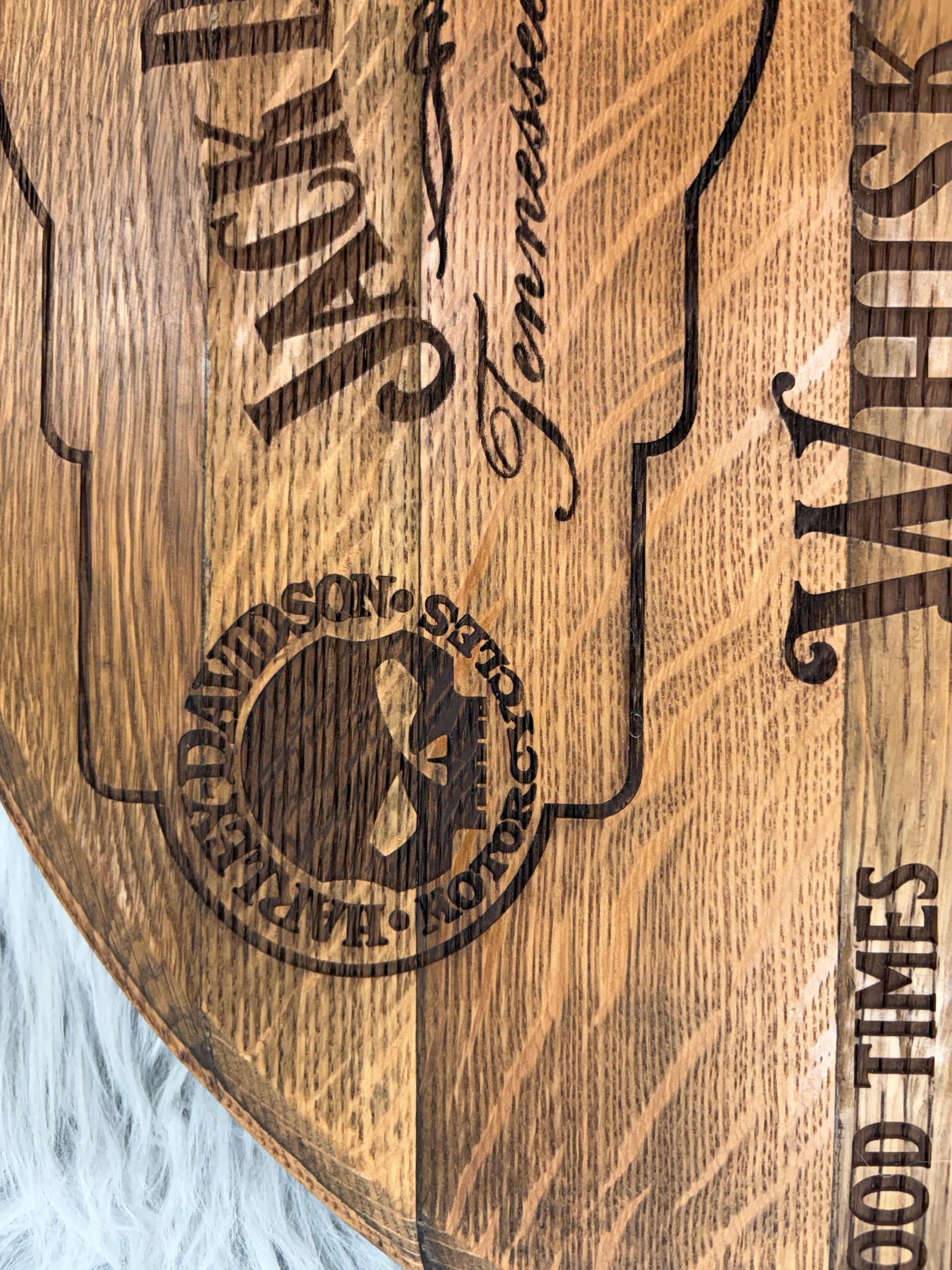 Whiskey Barrel Stave Wall Sign – Jack Daniels Whiskey Bar with Harley Davidson Punisher | Laser Engraved Rustic Decor