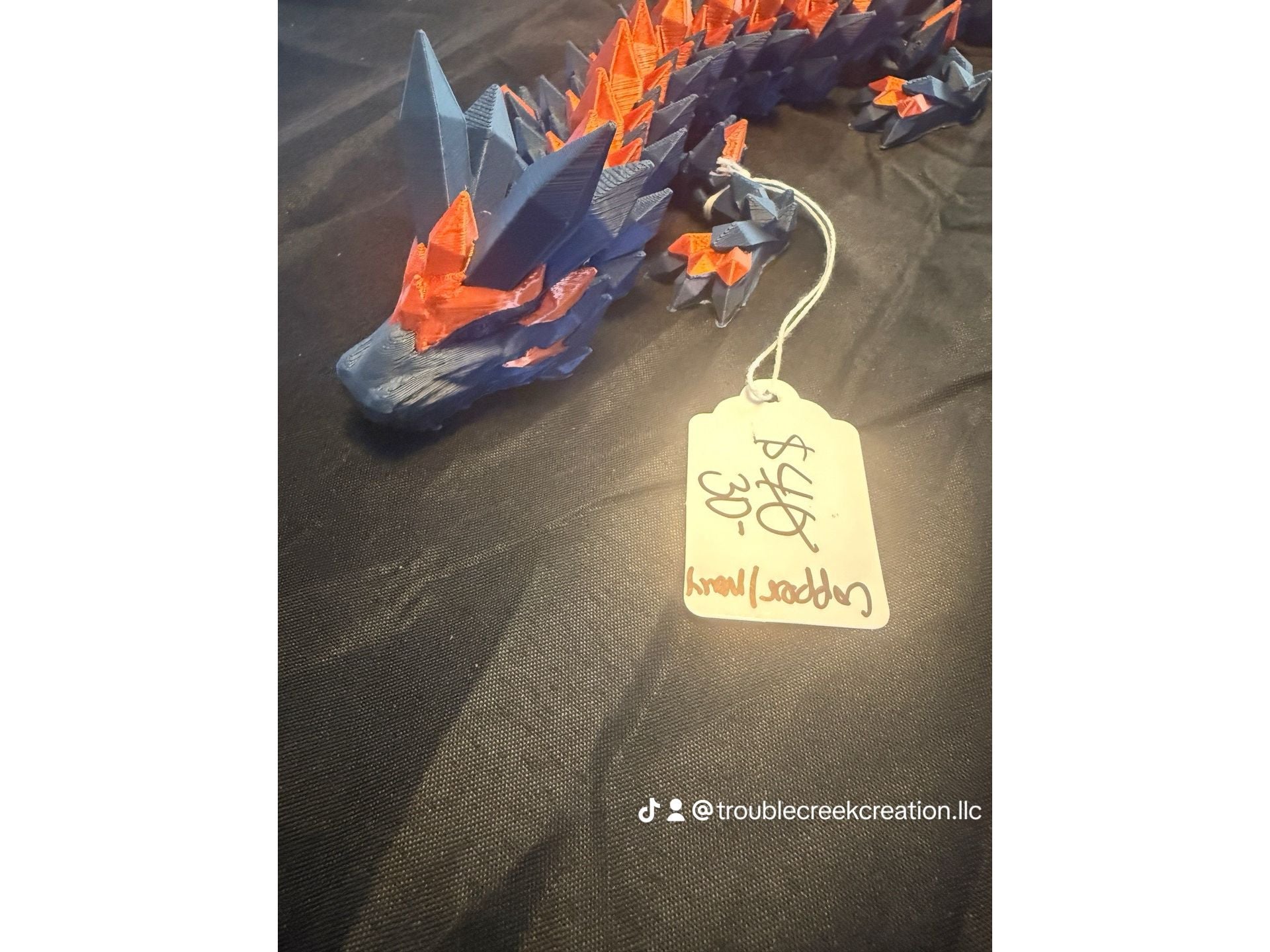Blue and orange 3D crystal dragon