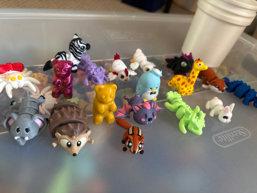 Mini Mystery Bucket of 3D Printed Animals – Surprise Toy Set for Kids & Collectors