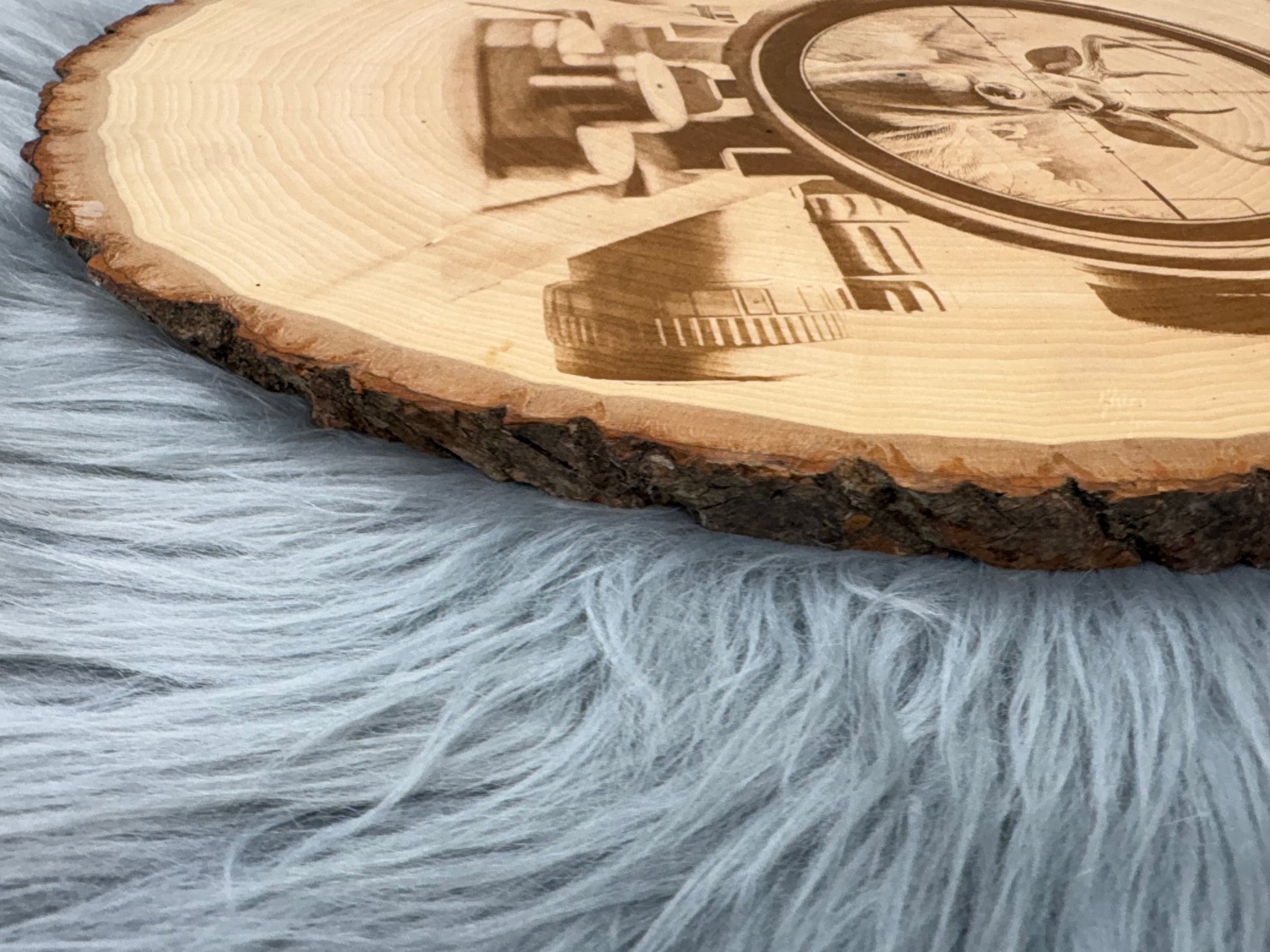 Live Edge Laser Engraved Deer in Scope Wall Art | Rustic Hunting Decor | 14" x 10.5"