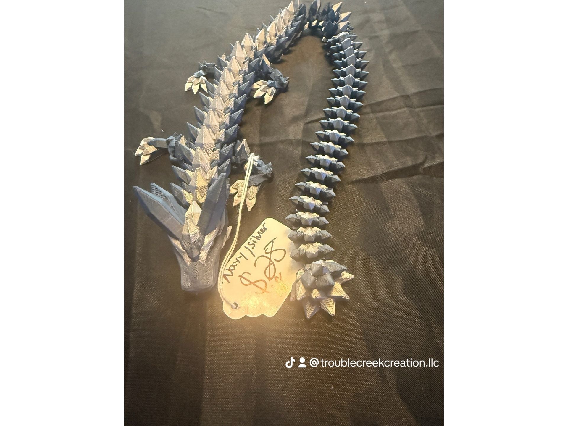 Blue and silver 3D crystal dragon