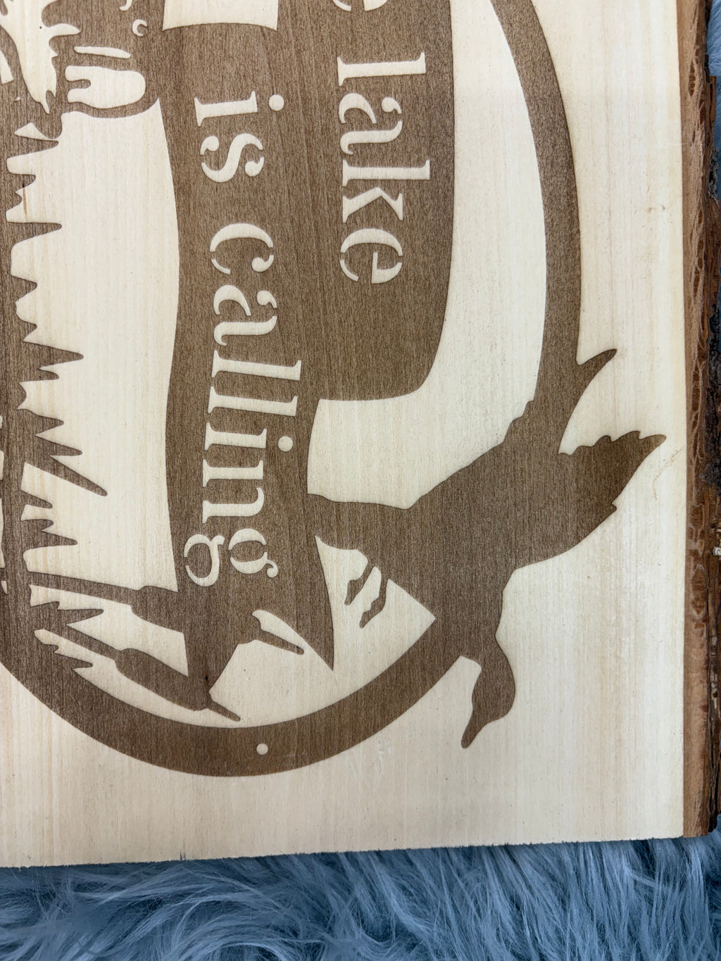 Live Edge “The Lake Is Calling” Laser Engraved Wood Sign | Rustic Lake House Decor | 9.5" x 13" | $35
