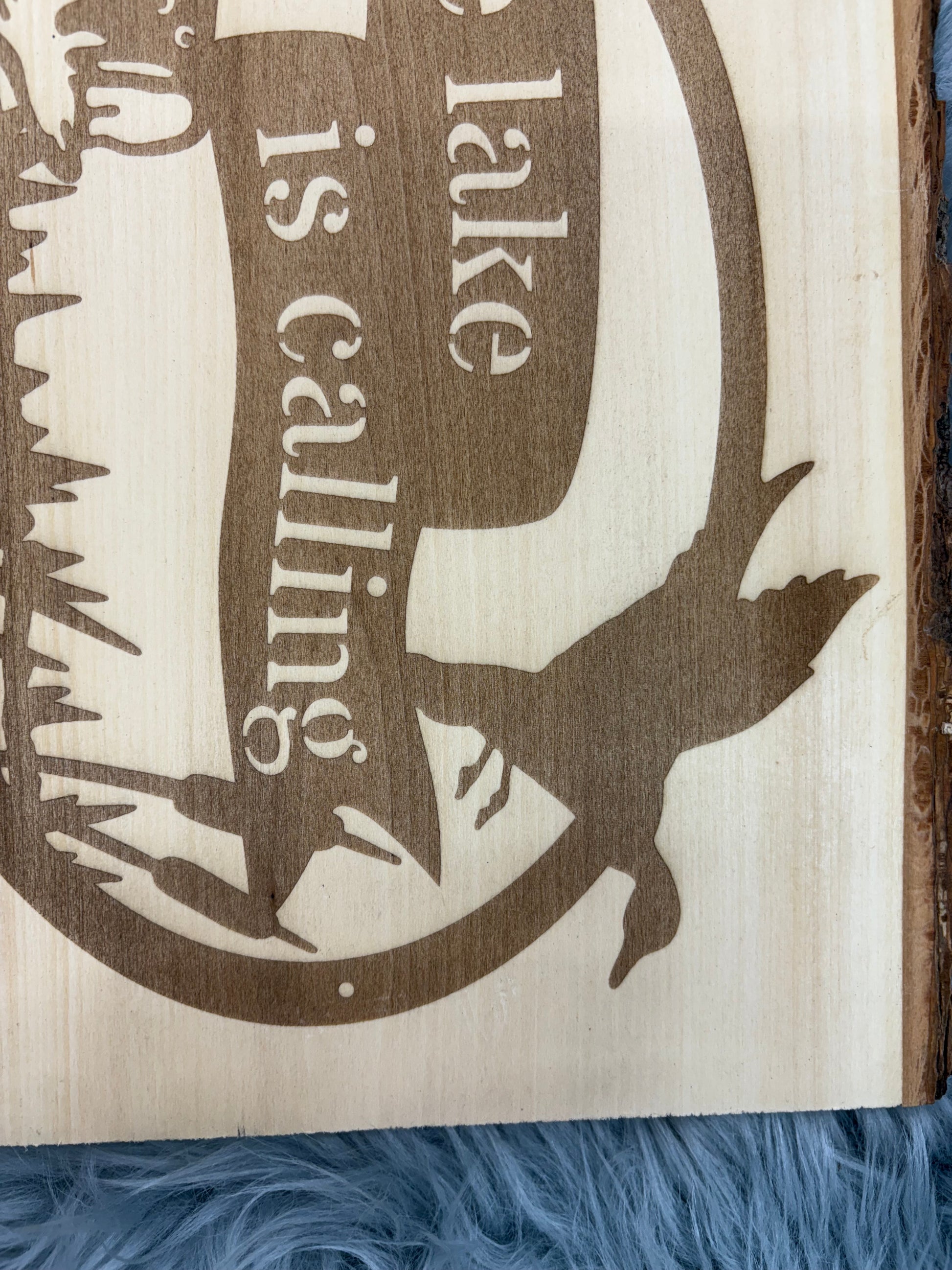 Live Edge “The Lake Is Calling” Laser Engraved Wood Sign | Rustic Lake House Decor | 9.5" x 13" | $35