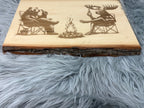 Live Edge Bear & Moose Drinking Laser Engraved Wood Sign | Rustic Cabin Bar Decor | 11" x 16" | $35