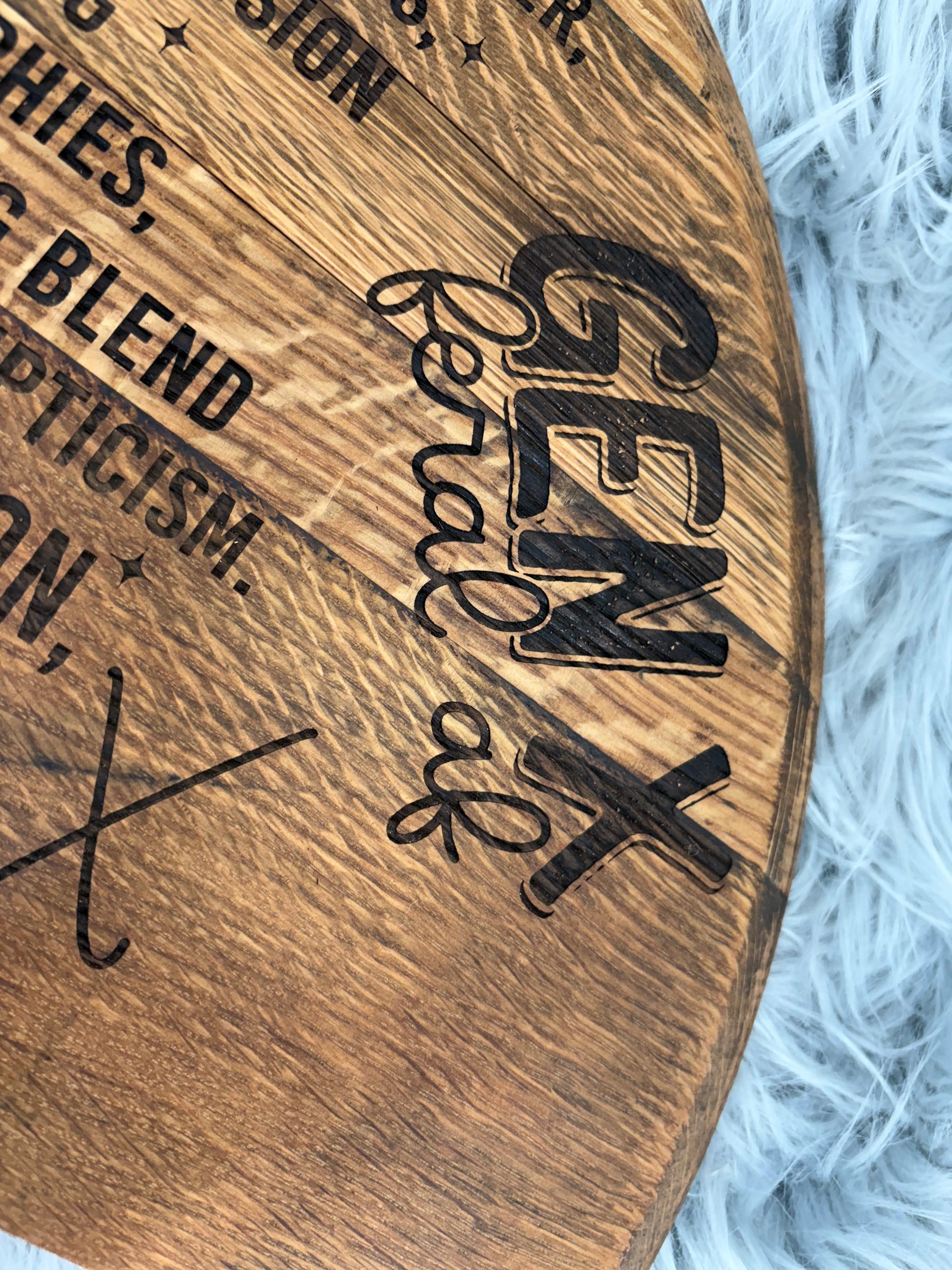 Generation X Whiskey Barrel Stave Wall Art | Laser-Engraved Half Barrel Top Sign – 21” x 11.5”