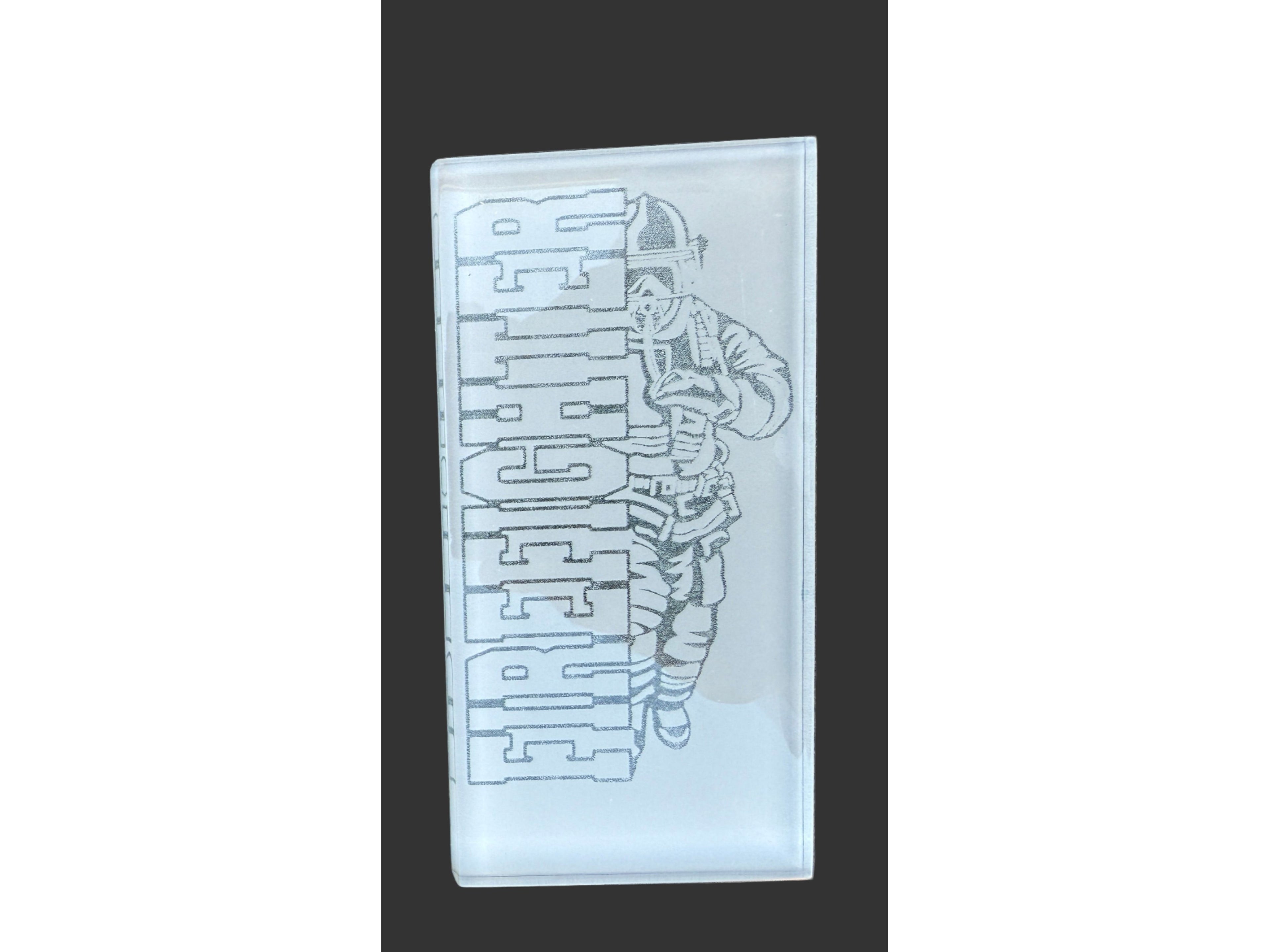 Laser Engraved Firefighter Glass Block | Firefighter Gift | Hero Tribute Home Decor