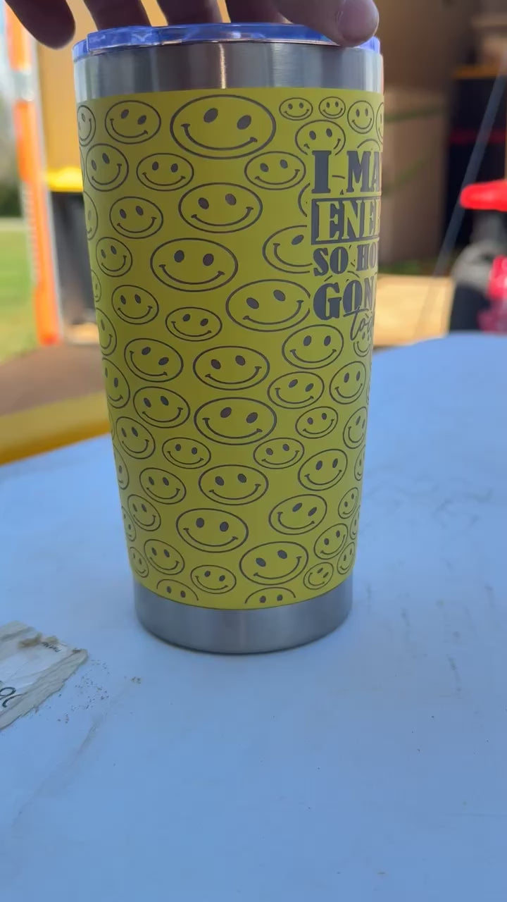 Smiley face I match energy tumbler