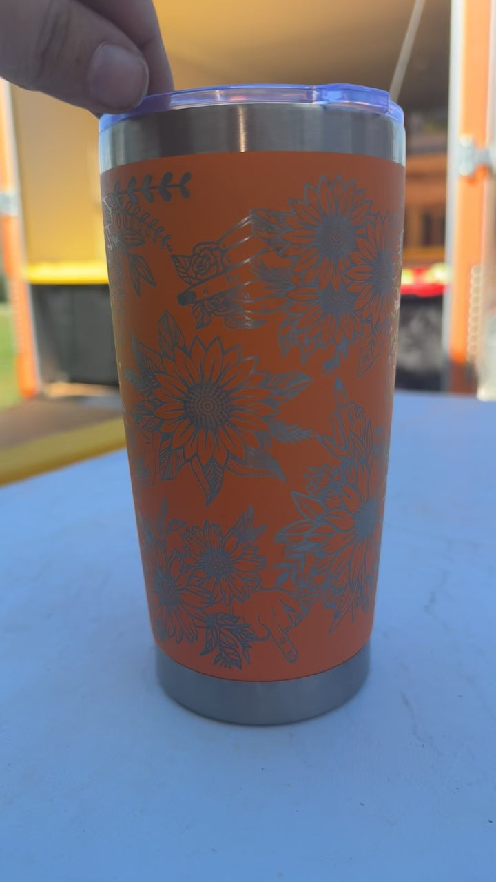 Hidden message sunflower tumbler