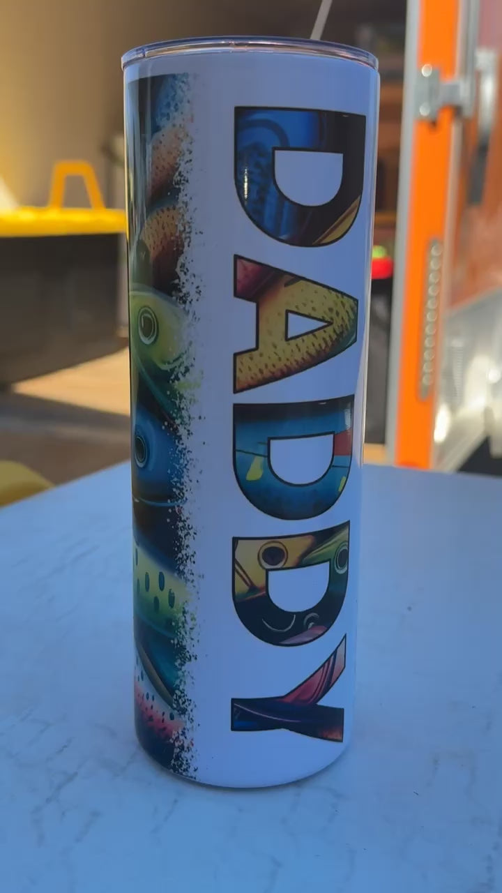 Daddy Fishing Tumbler 20oz – Perfect Gift for Dad, Fisherman Travel Mug, Insulated Cup